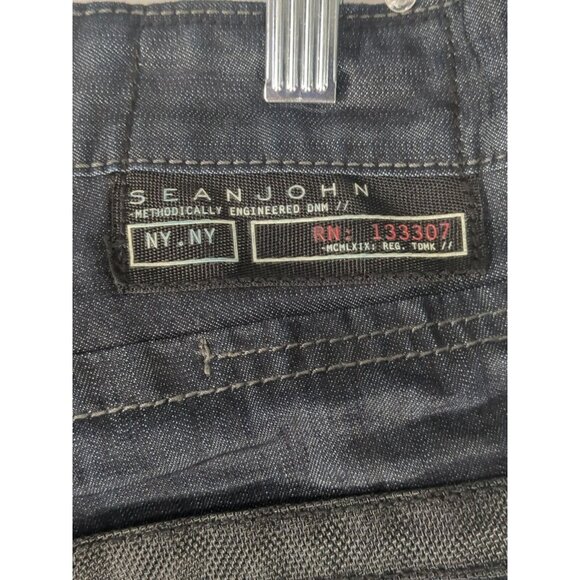 Sean John Navy Blue Denim Jeans Pants Hip Hop Streetwear Mens 32x30 Straight Leg - Picture 4 of 12